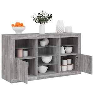 Příborník s LED osvětlením šedý sonoma 123 x 37 x 67 cm - obrázek 1