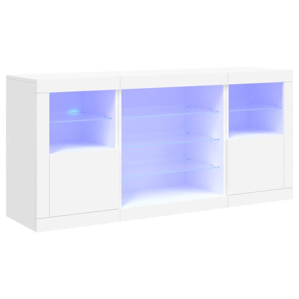 vidaXL Příborník s LED osvětlením bílý 142,5 x 37 x 67 cm