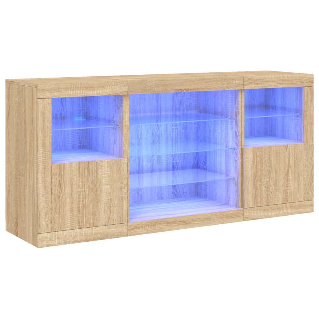 vidaXL Příborník s LED osvětlením dub sonoma 142,5 x 37 x 67 cm