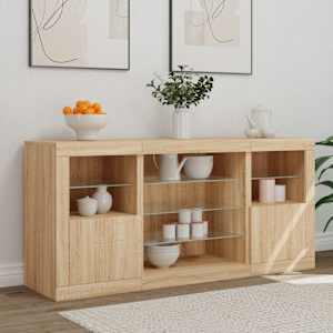 Příborník s LED osvětlením dub sonoma 142,5 x 37 x 67 cm - obrázek 3