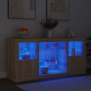 Příborník s LED osvětlením dub sonoma 142,5 x 37 x 67 cm - obrázek 4