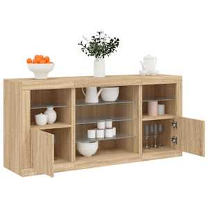Příborník s LED osvětlením dub sonoma 142,5 x 37 x 67 cm