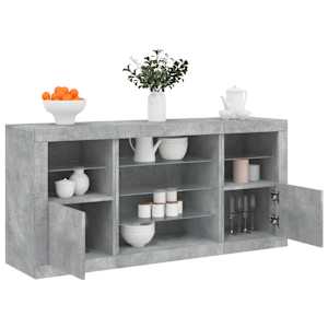 Komoda z LED lučkami betonsko siva 142,5x37x67 cm