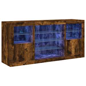 Příborník s LED osvětlením kouřový dub 142,5 x 37 x 67 cm - obrázek 2