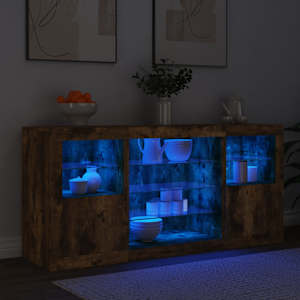 Příborník s LED osvětlením kouřový dub 142,5 x 37 x 67 cm - obrázek 4