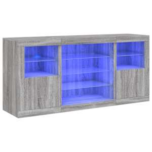 Příborník s LED osvětlením šedý sonoma 142,5 x 37 x 67 cm - obrázek 2