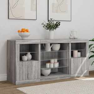 Příborník s LED osvětlením šedý sonoma 142,5 x 37 x 67 cm - obrázek 3