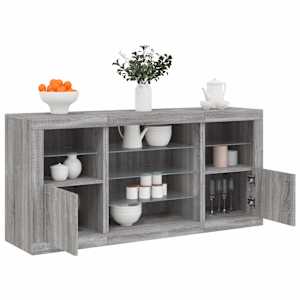 Příborník s LED osvětlením šedý sonoma 142,5 x 37 x 67 cm - obrázek 1