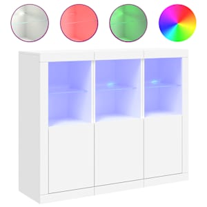 Příborníky s LED osvětlením 3 ks bílé kompozitní dřevo - obrázek 2