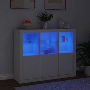 Příborníky s LED osvětlením 3 ks bílé kompozitní dřevo - obrázek 3