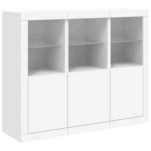 Příborníky s LED osvětlením 3 ks bílé kompozitní dřevo - obrázek 5