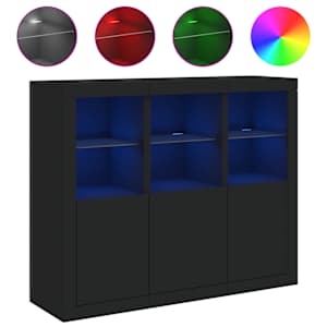 Příborníky s LED osvětlením 3 ks černé kompozitní dřevo - obrázek 2