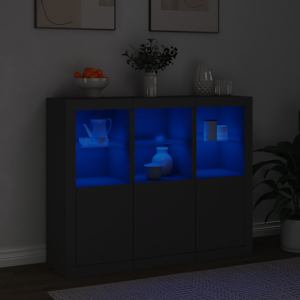 Příborníky s LED osvětlením 3 ks černé kompozitní dřevo - obrázek 3