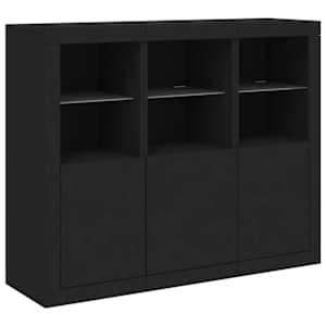 Příborníky s LED osvětlením 3 ks černé kompozitní dřevo - obrázek 5