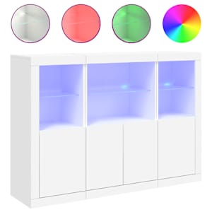 Příborníky s LED osvětlením 3 ks bílé kompozitní dřevo - obrázek 2