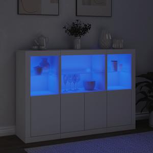 Příborníky s LED osvětlením 3 ks bílé kompozitní dřevo - obrázek 3