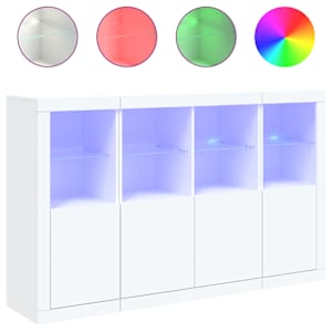 Příborníky s LED osvětlením 3 ks bílé kompozitní dřevo - obrázek 2
