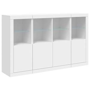 Příborníky s LED osvětlením 3 ks bílé kompozitní dřevo - obrázek 5