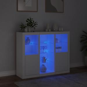 Příborníky s LED osvětlením 3 ks bílé kompozitní dřevo - obrázek 3