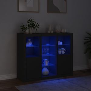 Příborníky s LED osvětlením 3 ks černé kompozitní dřevo - obrázek 3
