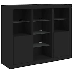 Příborníky s LED osvětlením 3 ks černé kompozitní dřevo - obrázek 5