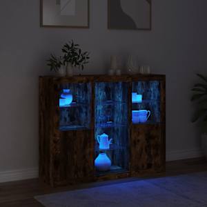 Příborníky s LED osvětlením 3 ks kouřový dub kompozitní dřevo - obrázek 3