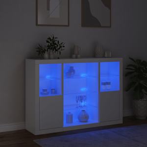 Příborníky s LED osvětlením 3 ks bílé kompozitní dřevo - obrázek 3