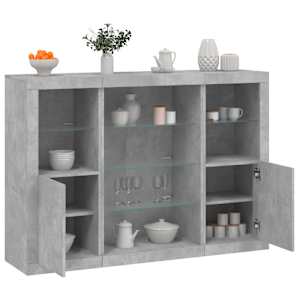 Komode z LED lučkami 3 kosi betonsko sive inženirski les