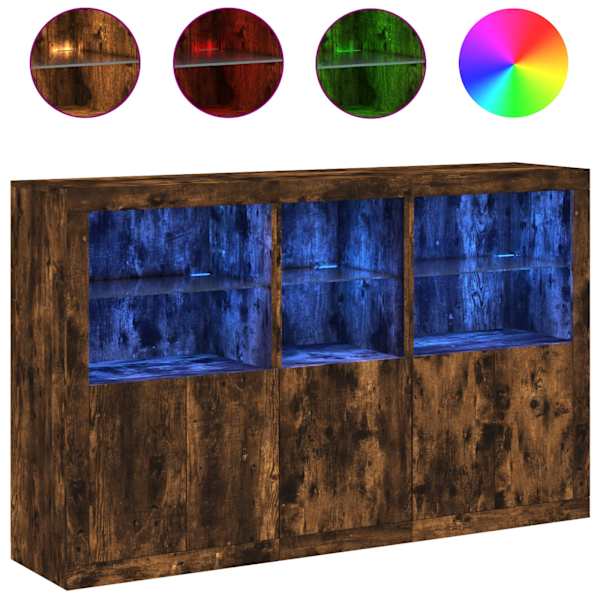 vidaXL puhvetkapp LED-tuledega, suitsutatud tamm, 162 x 37 x 100 cm