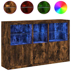 Příborník s LED osvětlením kouřový dub 162 x 37 x 100 cm - obrázek 2