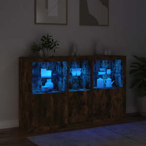 Příborník s LED osvětlením kouřový dub 162 x 37 x 100 cm - obrázek 5