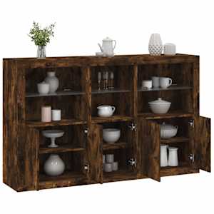 Příborník s LED osvětlením kouřový dub 162 x 37 x 100 cm - obrázek 1