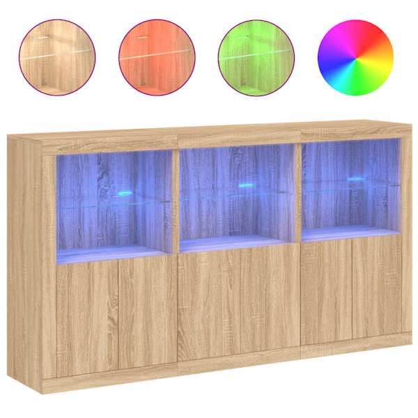 vidaXL puhvetkapp LED-tuledega, Sonoma tamm, 181,5 x 37 x 100 cm
