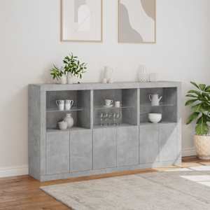 Příborník s LED osvětlením betonově šedý 181,5 x 37 x 100 cm - obrázek 4