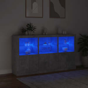 Příborník s LED osvětlením betonově šedý 181,5 x 37 x 100 cm - obrázek 5