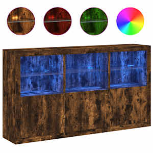 Příborník s LED osvětlením kouřový dub 181,5 x 37 x 100 cm - obrázek 2