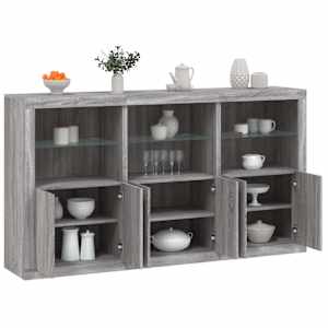 Příborník s LED osvětlením šedý sonoma 181,5 x 37 x 100 cm - obrázek 1