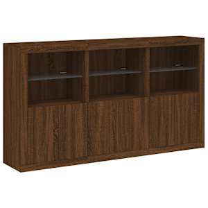 Příborník s LED osvětlením hnědý dub 181,5 x 37 x 100 cm - obrázek 3