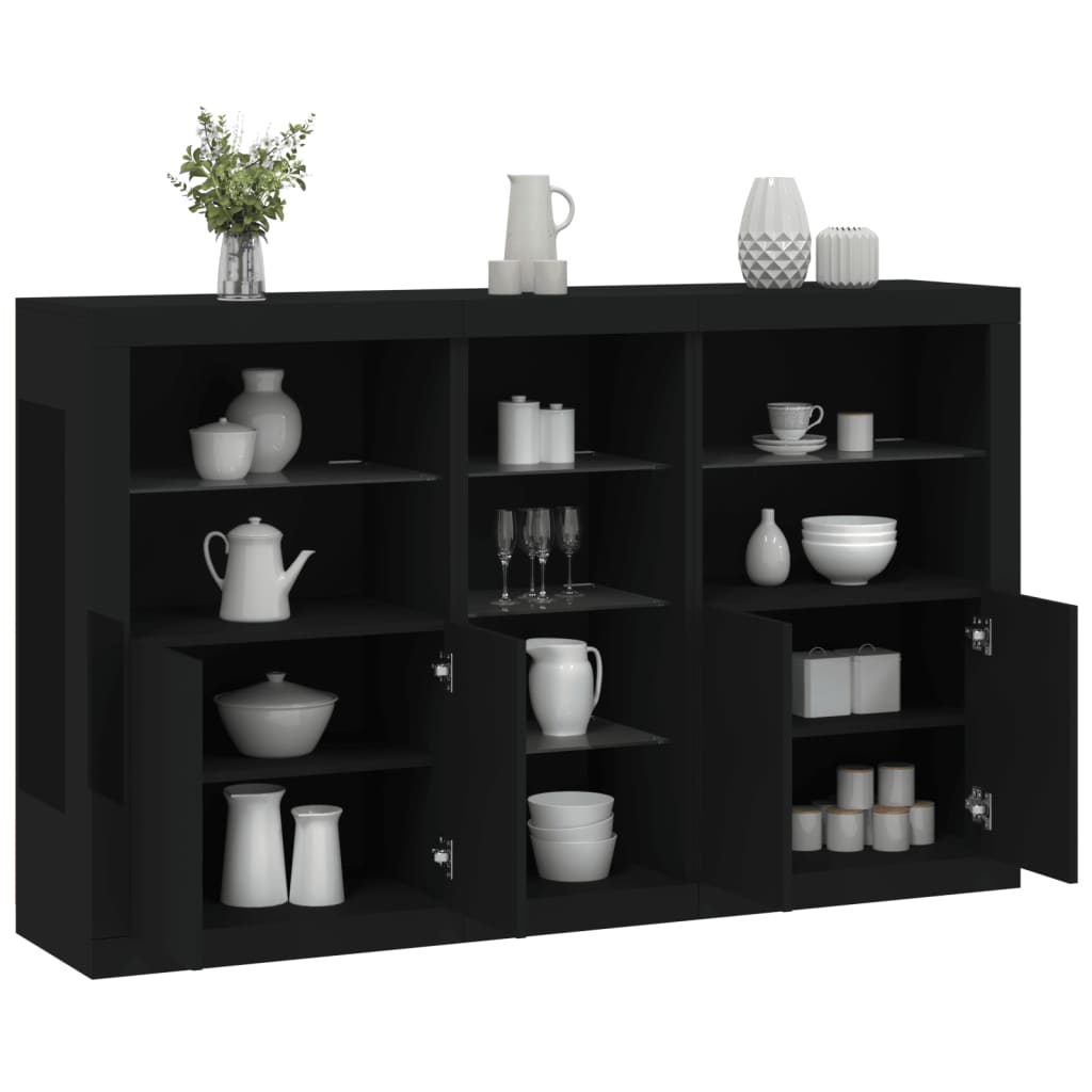 vidaXL Buffet avec lumières LED noir 162x37x100 cm