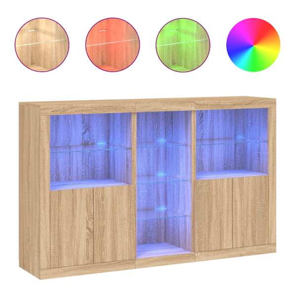 vidaXL puhvetkapp LED-tuledega, Sonoma tamm, 162 x 37 x 100 cm