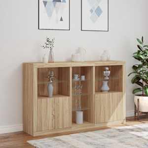 Příborník s LED osvětlením dub sonoma 162 x 37 x 100 cm - obrázek 4