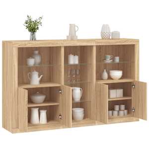 Příborník s LED osvětlením dub sonoma 162 x 37 x 100 cm - obrázek 1