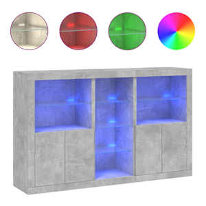 Příborník s LED osvětlením betonově šedý 162 x 37 x 100 cm - obrázek 2