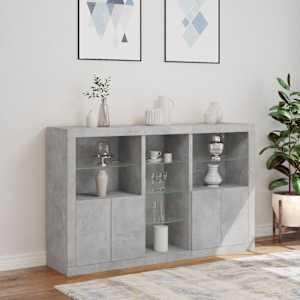 Příborník s LED osvětlením betonově šedý 162 x 37 x 100 cm - obrázek 4