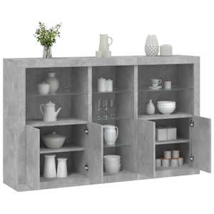 Příborník s LED osvětlením betonově šedý 162 x 37 x 100 cm - obrázek 1