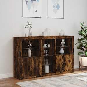 Příborník s LED osvětlením kouřový dub 162 x 37 x 100 cm - obrázek 4