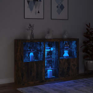Příborník s LED osvětlením kouřový dub 162 x 37 x 100 cm - obrázek 5