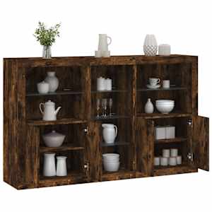 Příborník s LED osvětlením kouřový dub 162 x 37 x 100 cm - obrázek 1