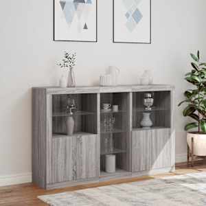 Příborník s LED osvětlením šedý sonoma 162 x 37 x 100 cm - obrázek 4