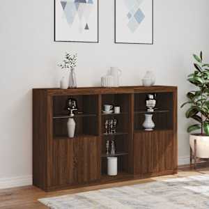 Příborník s LED osvětlením hnědý dub 162 x 37 x 100 cm - obrázek 4